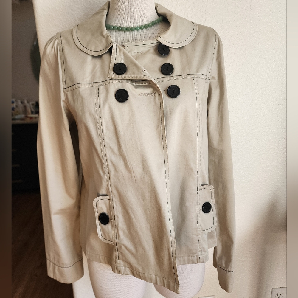 Sanctuary Clothing Cream Color Peter Pan Double Breasted Collar Jacket Size L